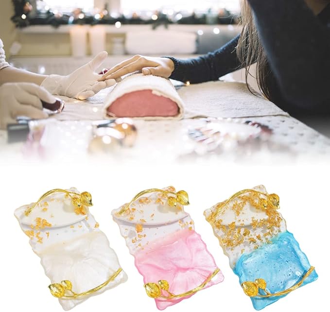 Resin Nail Art Palette, Nail Art Painting Palettes with Nail Palette Stirring Rod Gold Edge Nail Holder Nail Art Display Board Fashion Delicate Nail Tool Accessories, Type 2