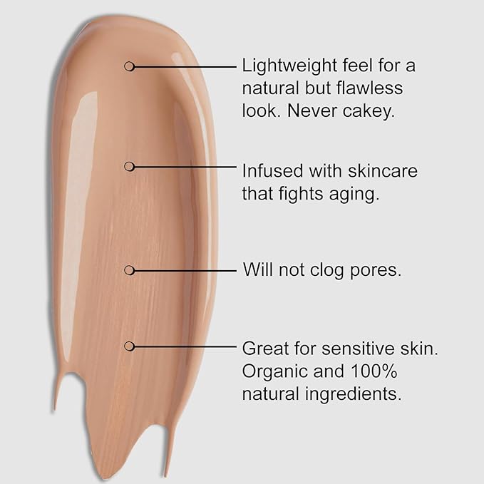 Organic Aloe-Based LUX Liquid Foundation, Natural Vegan Gluten-Free Made in USA, Toffee