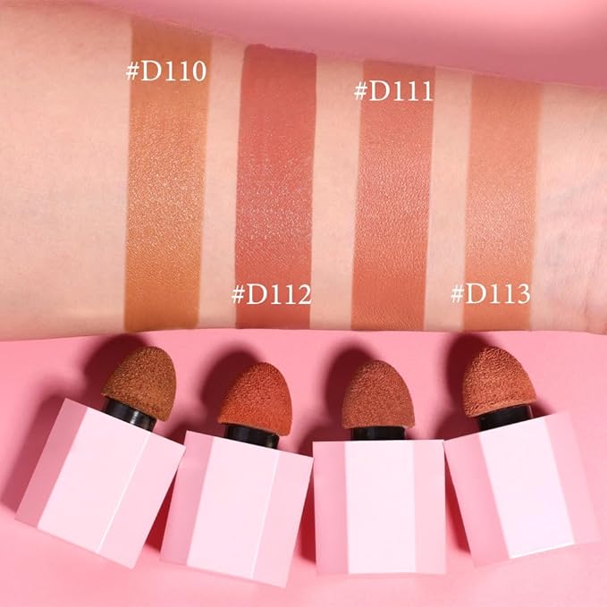 evpct 2Pcs Soft Cream Velvet Liquid Blush Makeup for Cheeks Lips, Moisturizing Lightweight Blendable Feel Waterproof Long-Wearing Smudge Proof Natural Matte Finish Looking Dewy Cheek Tint D111 & D113