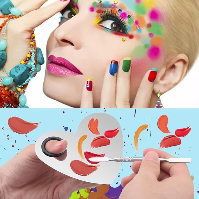 Makeup Palette Lipstick Applicator with Spatula Lip Gloss Brush Makeup Tool Set Suitable for Lipstick, Foundation and Other Cosmetic Color Mixing(Makeup Palette Set)