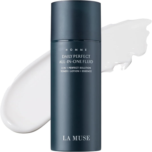 LA MUSE Homme Daily All-in-One Face Moisturizer for Men | 3-in-1 Toner, Lotion, Essence | Lightweight, Hydrating After-Shave Lotion for Oily & Sensitive Skin | Korean Skincare | Original Size