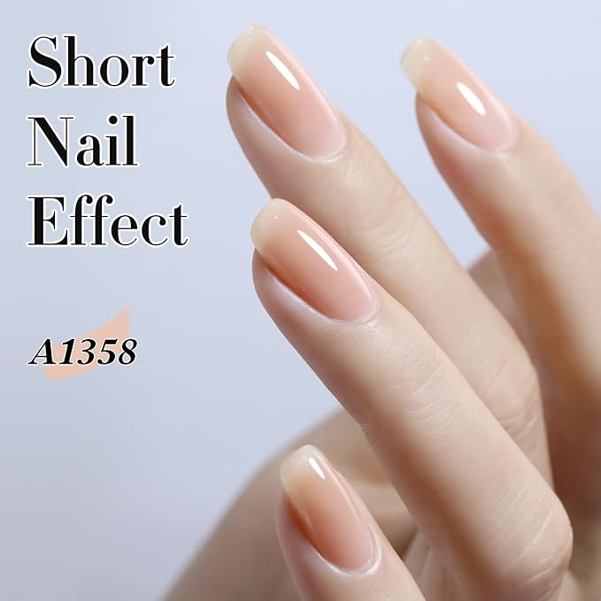 Double Rhythm 0.5Oz Translucent Gel Polish Sheer Neutral Natural Light Milky Same Color Same Bottle 15ML Jelly Gel Polish Art DIY at Home (Milky Nude-A1358)