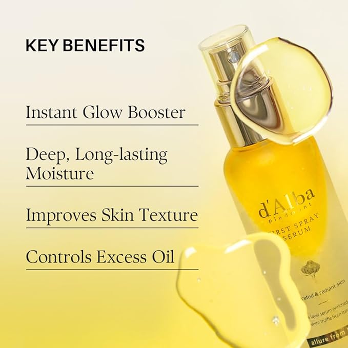 [2 Bottles] d'Alba Italian White Truffle First Spray Serum, Vegan Skin Care, Hydrating Face Moisturizer, Glow Serum for Radiant Skin, Non Comedogenic, All In One Mist (6.76 oz.)