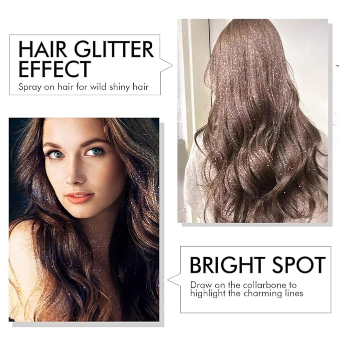 Glitter Body Highlighter Powder Body Shimmer Sparkle Face Brightening Highlighter Powder for Face Eyes Body Glow Makeup With sponge head（01#）