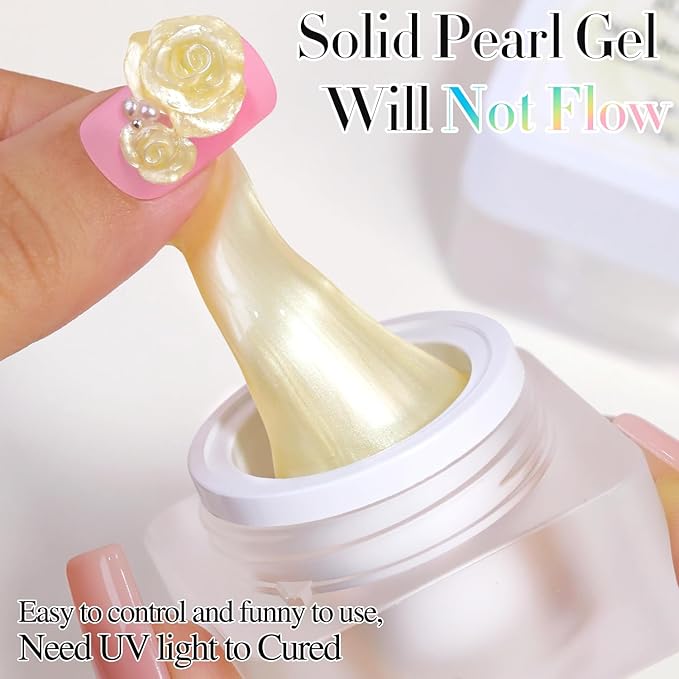 Double Rhythm 3D Nail Gel Pearl Solid Sculpting for Nail Art Non-Sticky Hard for Building Carving Molding Extension Soak Off UV/LED Nail Art Salon Home DIY 0.5 Oz (Yellow-Silk 07)
