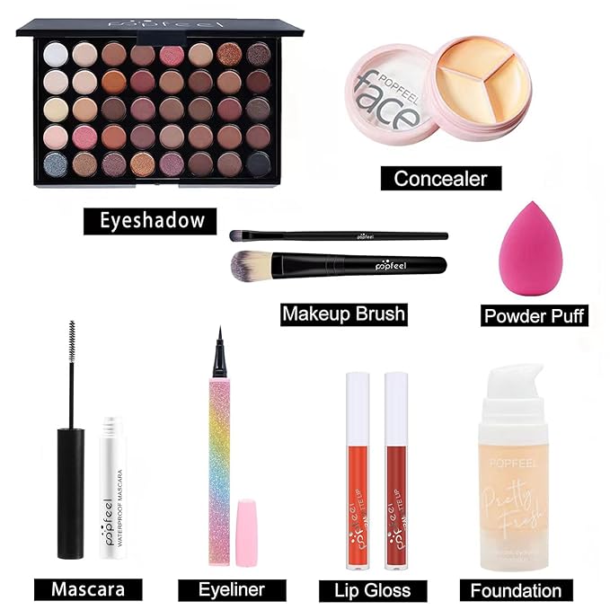 All in One Makeup Kit for Women Full Kit, Professional Makeup Gift Set, Include Eyeshadow Palette, Lip Gloss, Concealer, Foundation, Makeup Brush, Mascara