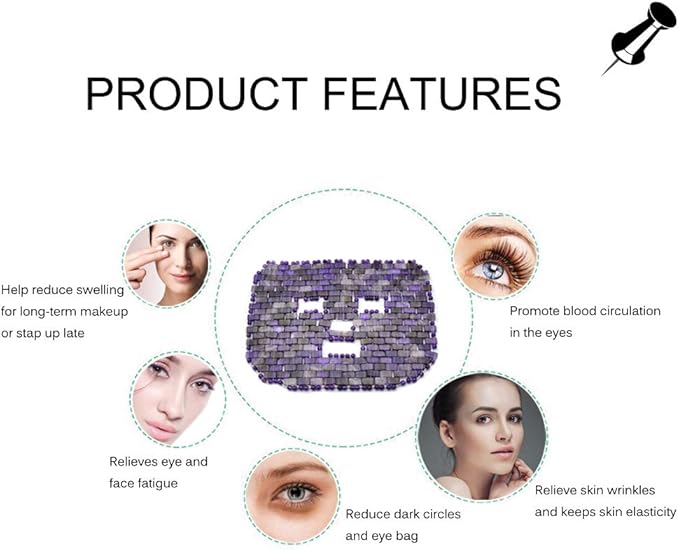 Jade Face Mask, Jade Mask for Relieving Face & Eye Puffiness Migraine, Anti Wrinkle Mask Therapy, Yoga Meditation Tools (Amethyst)