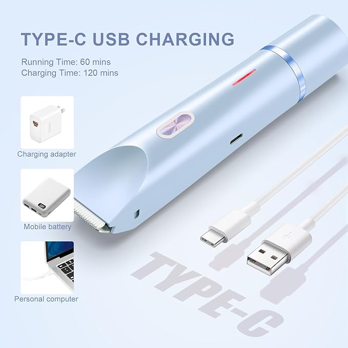 Dermave Bikini Shaver - Bikini Trimmer for Women, Painless Hair Removal for Face, Body & Intimate Areas (Blue)