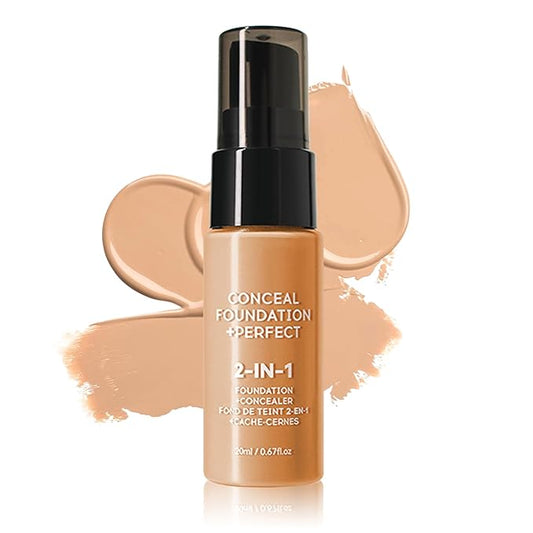 Concealer Full Coverage Foundation for Mature Skin,Oil Control Matte 2 in 1 Concealer liquid Foundation Makeup Waterproof Base De Maquillaje Alta Cobertura-01 Sand