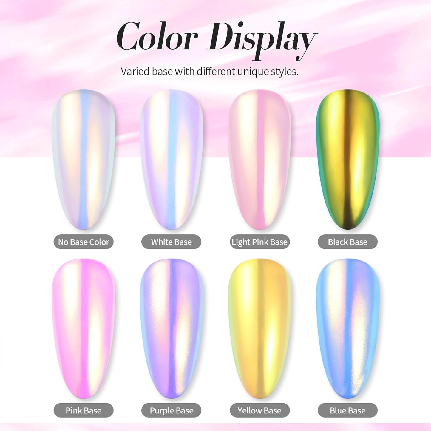 Born Pretty Chrome Nail Powder Auroras Nail Powder Mermaid Pearl Powder Glitter Dust Kit for Gel Polish Nail Art Decoration