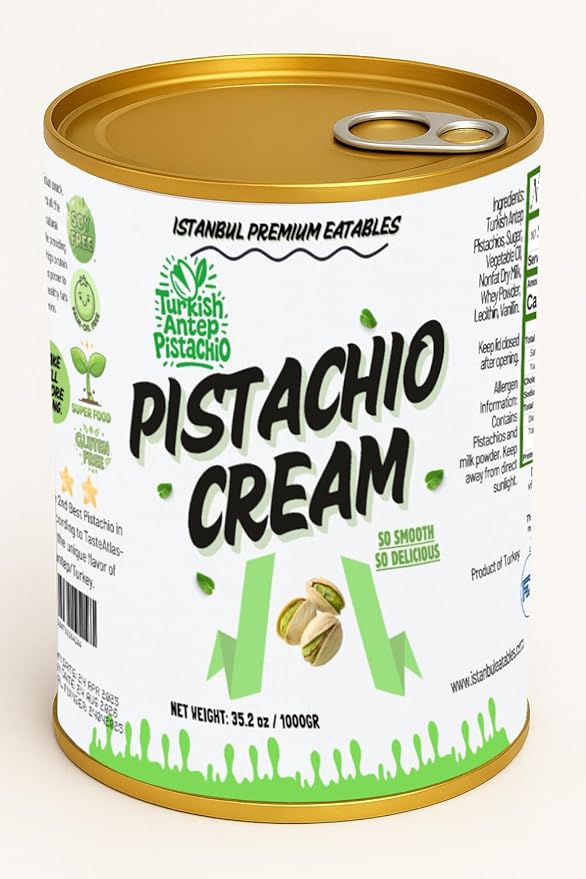 Istanbul Premium Pistachio Cream, Pistachios for Dubai Chocolate Bar, Cream for Dessert, Kataifi & Knafeh, Crema de Pistacho Pistachio Cream, Non-GMO, 2.2 lb (1kg)