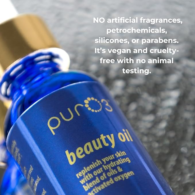 PurO3 Beauty Oil – Vegan Hydrating Face Oil with Activated Oxygen – Natural Skin Care for Radiant and Smooth Skin, 30 ml