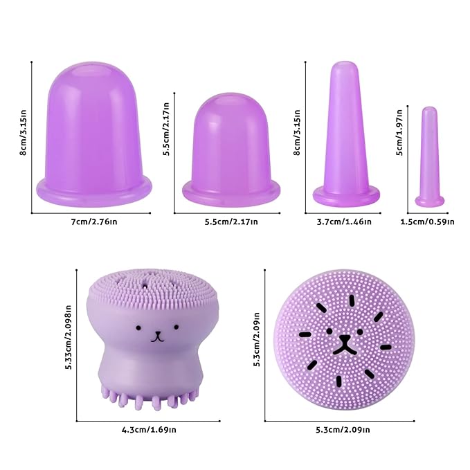 Facial and Body Cupping Set - Face Cupping Set, Improve Face, Eyes and Neck Skin Wrinkles, Therapy Suction Cup for Cellulite Effectively Improve Body Skin Tightness, Anti-Cellulite Cupping Therapy Set