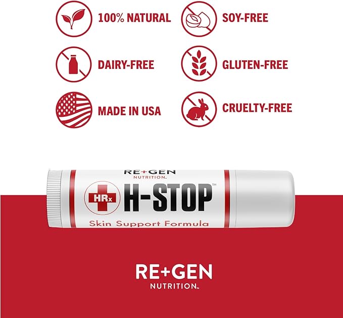 H Stop Lip Balm with Shea Butter, Peppermint Oil, Tea Tree, Lemon Balm, Zinc, Coconut and More for Clear and Healthy Skin Care, Discreet Blister Support Moisturizer, 0.5 oz