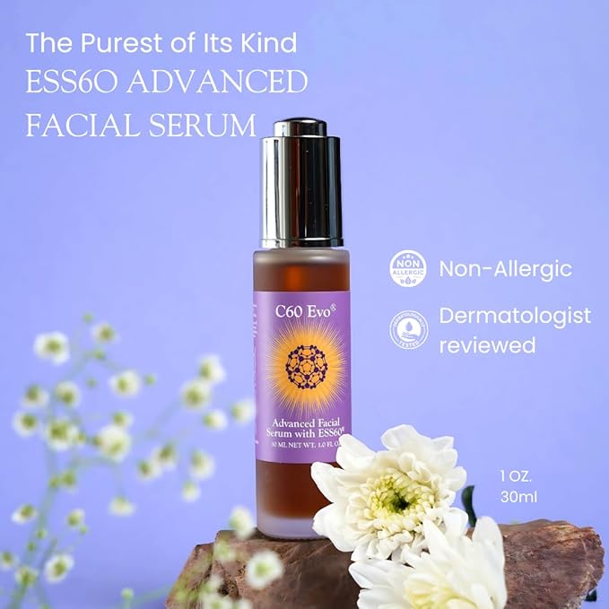 Advanced Facial Serum, Natural Serums for Skin Care with Pure C60 ESS60, Deeply Nourishing and Age-Defying Serum for Face, Facial Serum Infused with 21 Natural and Vegan Ingredients, 1 oz