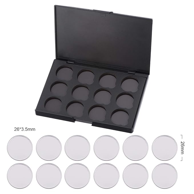 Empty Magnetic Eyeshadow Makeup Palette with 12Pcs 26mm Round Metal Pans