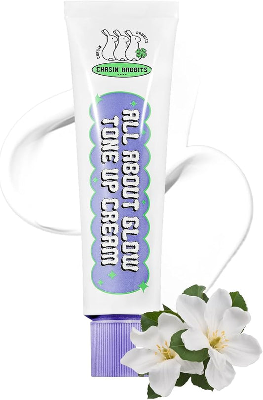 CHASIN' RABBITS All About Glow Tone-up Cream 1.69 fl. Oz, Natural Makeup Base, Dewy Hydration, Long-Lasting Makeup with Soft Texture, Korean Beauty