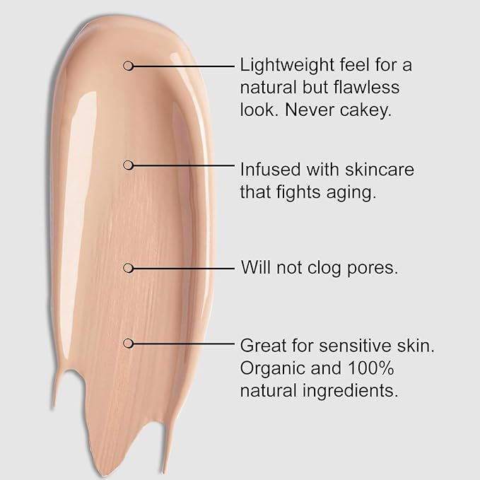 Organic Aloe-Based LUX Liquid Foundation, Natural Vegan Gluten-Free Made in USA, Nutmeg