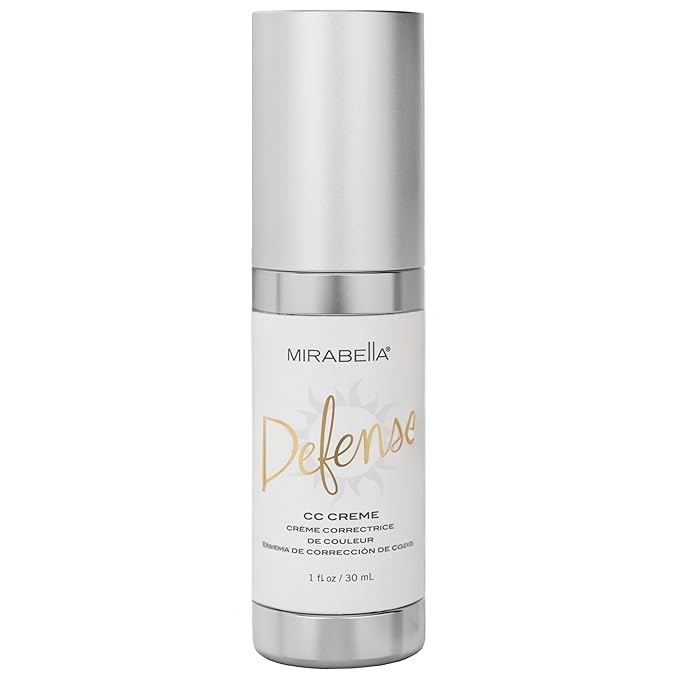 Mirabella Defense CC Creme Full Coverage Foundation with SPF 20, CC Cream Foundation with Sunscreen & Hyaluronic Acid, Oil Control with Salicylic Acid - Medium