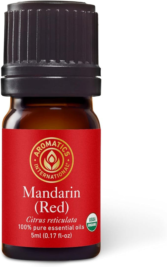 Aromatics International Premium Organic Mandarin Red Essential Oil 5ml | 100% Pure Essential Oil for Diffusion & Aromatherapy