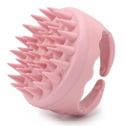 Silicone Scalp Massager Shampoo Brush Hair Scrubber Scalp Brush for All Hair Types of Women, Men, Kids, Pets - Pink