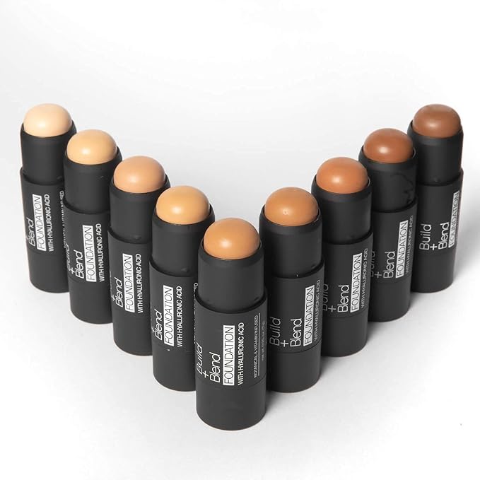 Palladio BUILD & BLEND Foundation Stick, Medium Coverage Buildable Contour Stick for Face, Ultra Blendable Creamy Formula for a Natural Shine Free Finish, Professional Makeup for Perfect Look, 0.25 Ounce (Natural Beige)