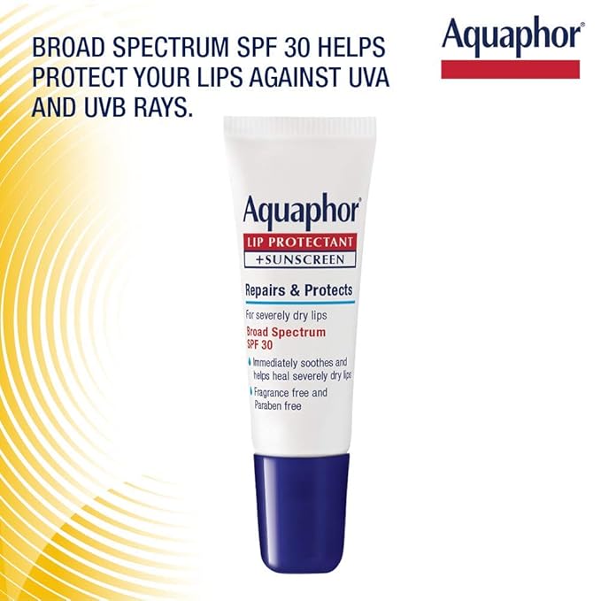 Aquaphor Lip Repair Lip Balm with Sunscreen, Lip Protectant, Lip Balm SPF 30, 0.35 Oz Tube (Pack of 48)