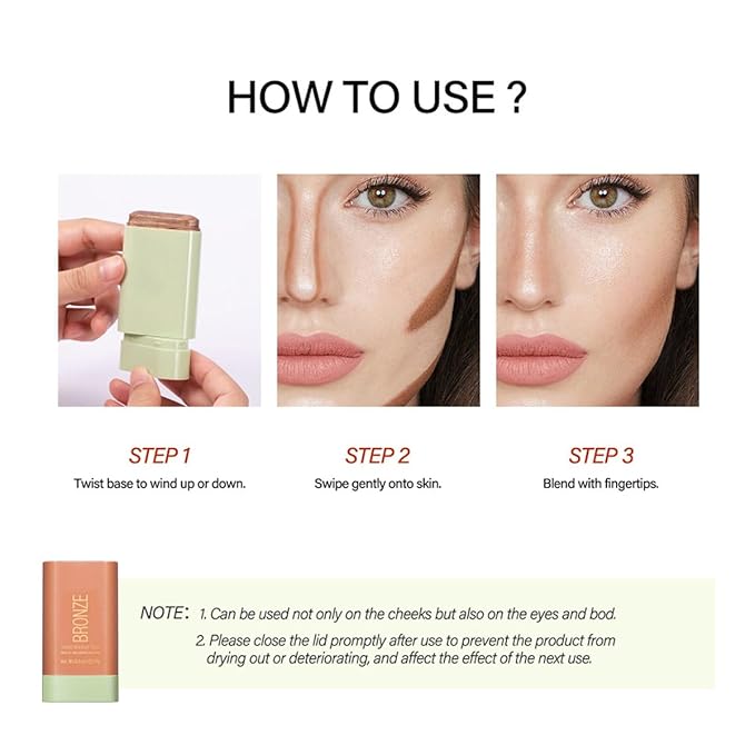 Multi-Purpose Makeup Blush Stick, 3-in-1 Beauty Tinted Solid Blush Stick For Cheeks, Lips And Eyes Waterproof Natural Cream Blush Stick With Long-Lasting Moisturizing Formula (#4Beach Glow)