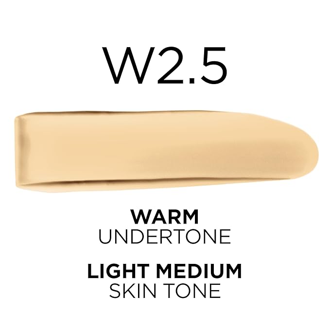 L'Oreal Paris True Match Super-Blendable Foundation, Medium Coverage Liquid Foundation Makeup, W2.5, Light Medium, 1 Fl Oz