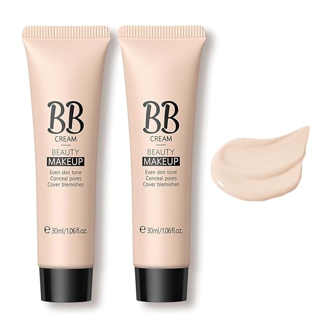 KWOLYKIM 2PCS Hydrating Makeup BB Cream, Tinted Moisturizer Face Makeup BB Cream Foundation Waterproof Concealer Clean Brighten Color Correcting Cream Nude Makeup Long Lasting for All Skin(Ivory)