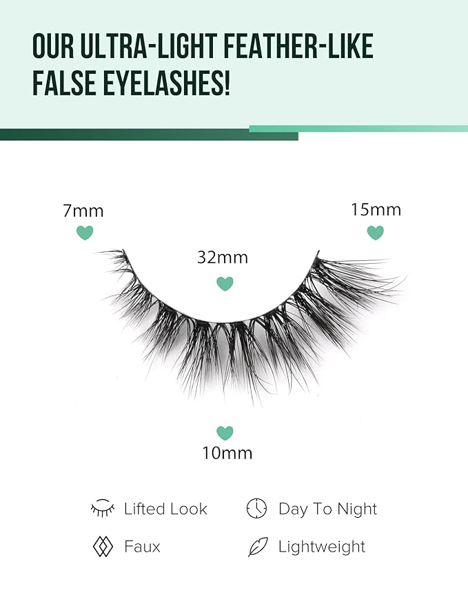 Cat Eye Lashes Natural Lashes Wispy False Eyelashes Fox Eye Lashes Natural Look False Lashes Pack 15MM 7 Pairs