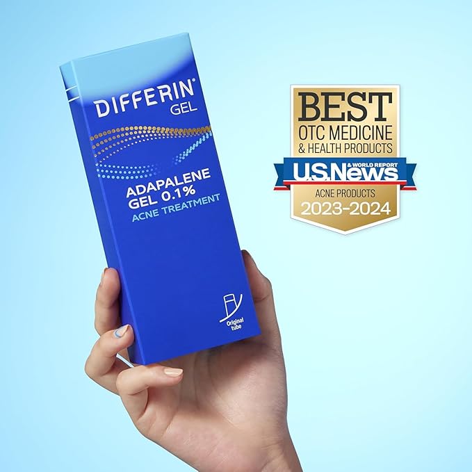 Differin Acne Treatment Gel, 180 Day Supply, Retinoid Treatment for Face with 0.1% Adapalene, Gentle Skin Care for Acne Prone Sensitive Skin, 45g Tube, Pack of 2 (Packaging May Vary)