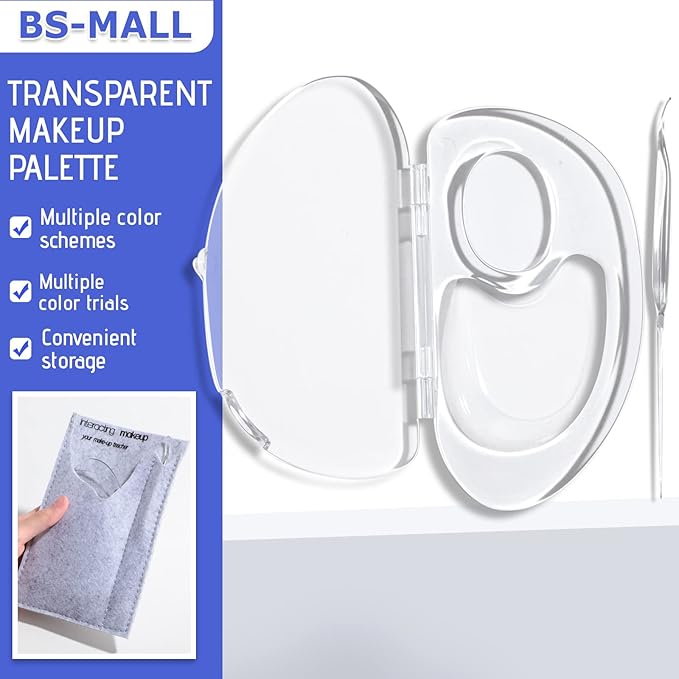 BS-MALL Makeup Mixing Palette Acrylic Mixing Tray with Spatula Artist Tool for Mixing Cosmetic/Nail Polish/Pigment Blending