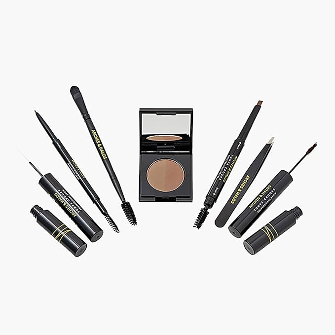 Arches & Halos - Ultimate Brow Hero Kit - Eyebrow Styling Makeup Kit, Pencil, Gel, Shading, Powder, Mousse, Natural and Bold Precise Brow Shaper - Hypoallergenic, Vegan - 7 Pc Kit, Medium