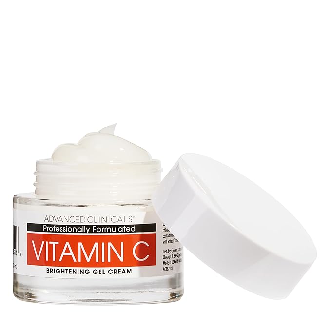 Advanced Clinicals Brightening Vitamin C Face Cream Gel With Niacinamide + Hyaluronic Acid | Vitamin C Moisturizer Lotion For Face Visibly Diminishes Look Of Dark Spots & Uneven Skin Tone, 2.5 Fl Oz