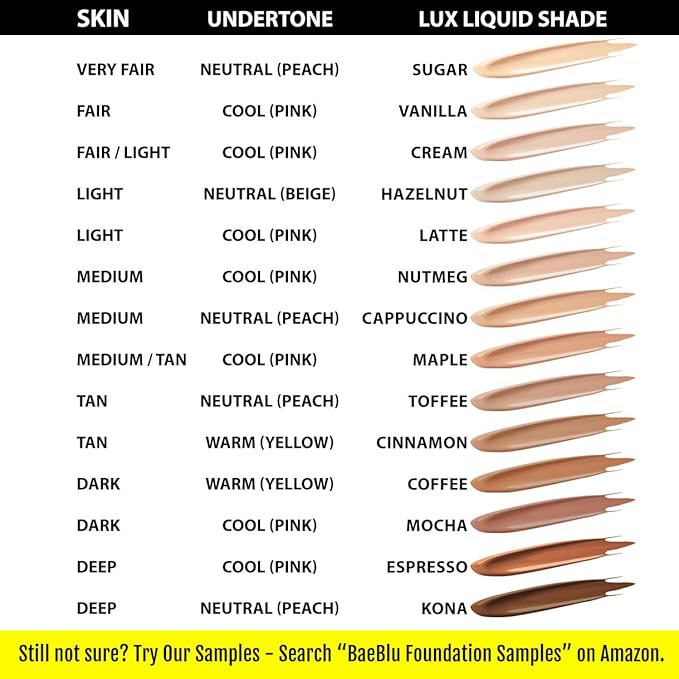 Organic Aloe-Based LUX Liquid Foundation, Natural Vegan Gluten-Free Made in USA, Maple