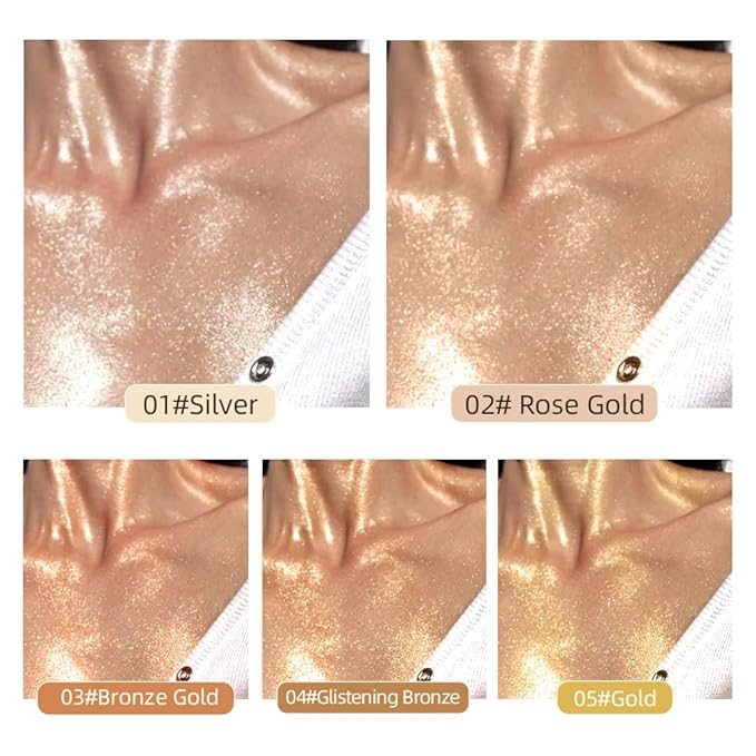 40ml Oil, Shimmery Finish, 2#-Rose Gold, Face & Body Liquid Luminizer, Waterproof Moisturizing Highlighter Makeup, Includes Brush (1.0 Fl Oz, Stick Package, Unisex)