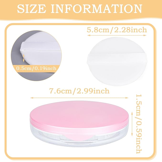 Mabor 2pcs Loose Powder Containers Powder for Women Girls Empty Face Powder Compact Powder Puff Container with Mirror Empty Reusable Powder Case