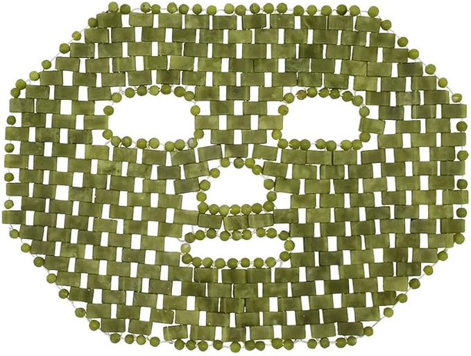 Jade Facial Mask,Natural Stone Jade Sleep Mask,Anti-Aging Jade Eye Mask Massage Tools for Puffy Eyes Dark Circles