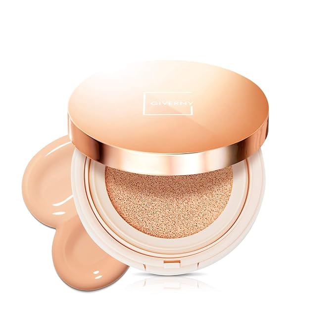 GIVERNY Milchak Cover Foundation Cushion with Refill #23 Medium Beige - Moist Finish for All Skin Types - Flawless Coverage Face Makeup - Lightweight Formula for Satin Glass Texture, 0.4oz x 2