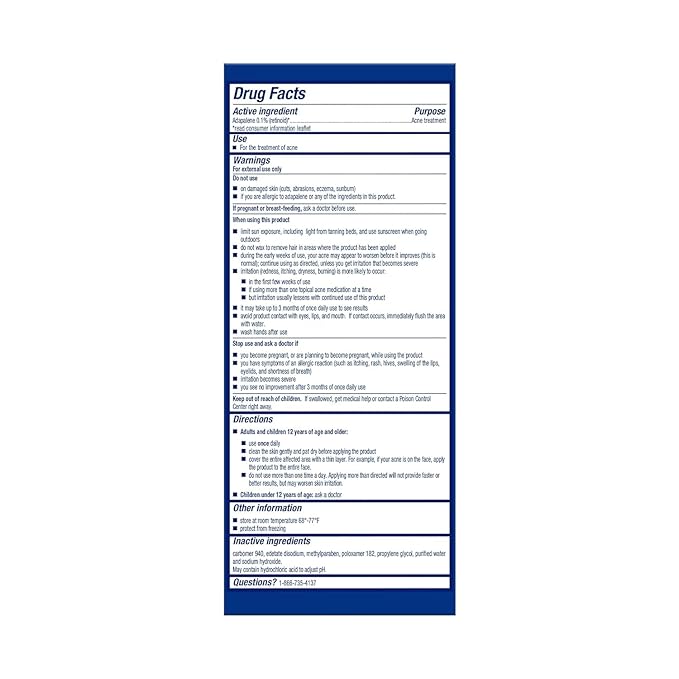 Differin Acne Treatment Gel, 60 Day Supply, Retinoid Treatment for Face with 0.1% Adapalene, Gentle Skin Care for Acne Prone Sensitive Skin, 15g Tube (Pack of 2) (Packaging May Vary)