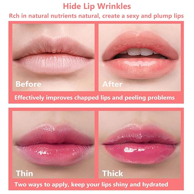 Plumping Lip Oil, Moisturizing Lip Glow Oil, Long Lasting Nourishing Lip Gloss Lip Balm, Non-sticky Transparent Toot Lip Oil Tinted for Lip Care and Dry Lip - Raspberry