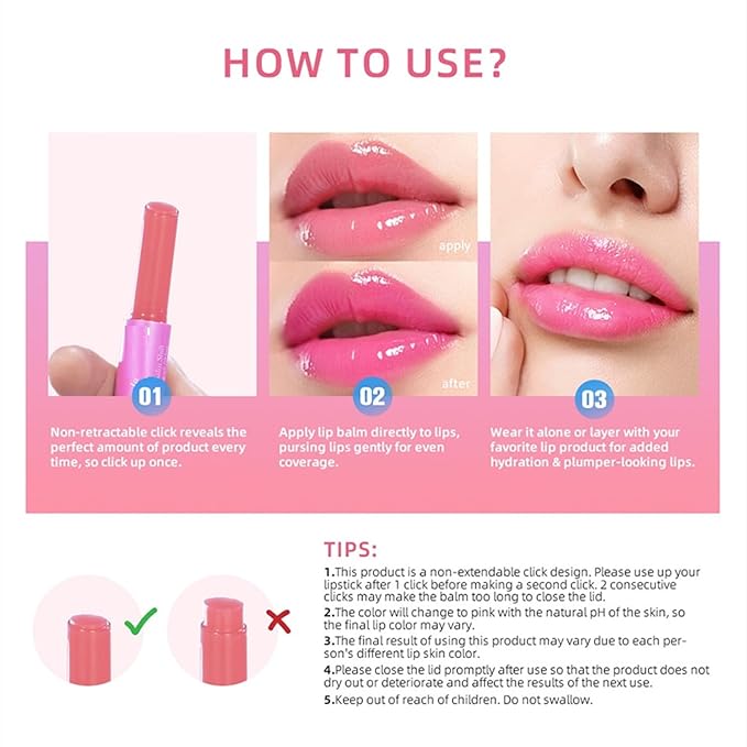 MAEPEOR Tinted Lip Balm 6 Colors Moisturizing Lip Balm Hydrating Changing Lip Gloss for Lip Care and Dry Lip (06 Grape)