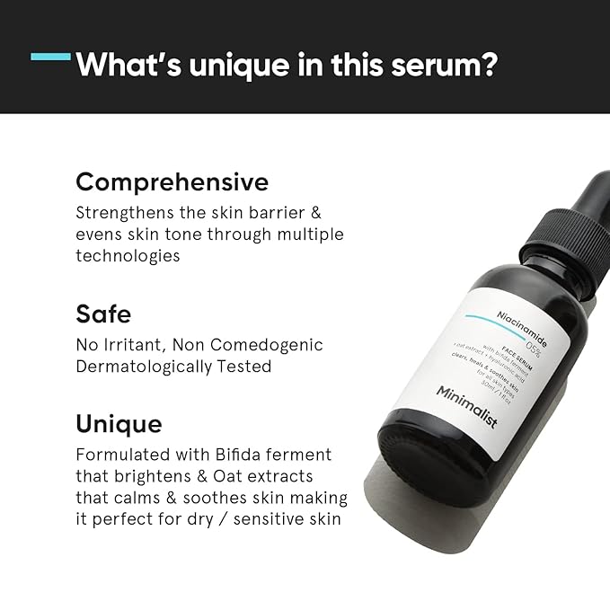 Minimalist 5% Niacinamide Serum for Clear Glowing Skin | With 1% Hyaluronic Acid for Hydration | Pore Minimizer for Face | Clears Acne Marks & Blemishes | For Women & Men | 1 Fl Oz / 30 ml