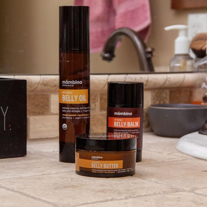 Mambino Organics Oh Baby! Belly Balm – Plant-Based with Egyptian Calendula, Vietnamese Tamanu & Dutch Shea – Pregnancy Balm for Stretch Marks – Vegan Cruelty-Free Maternity Care, 2.5 floz