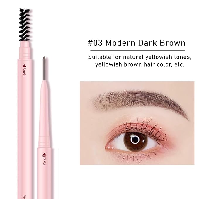Eyebrow Pencil Dark Brown,Eyebrow Pencils for Women,Micro Brow Pencil Waterproof Smudgeproof,Ultra-Precise Tip Long-Lasting Brow Pencils for Natural Eye Brows,Built-In Spoolie Brush,03 Dark Brown.