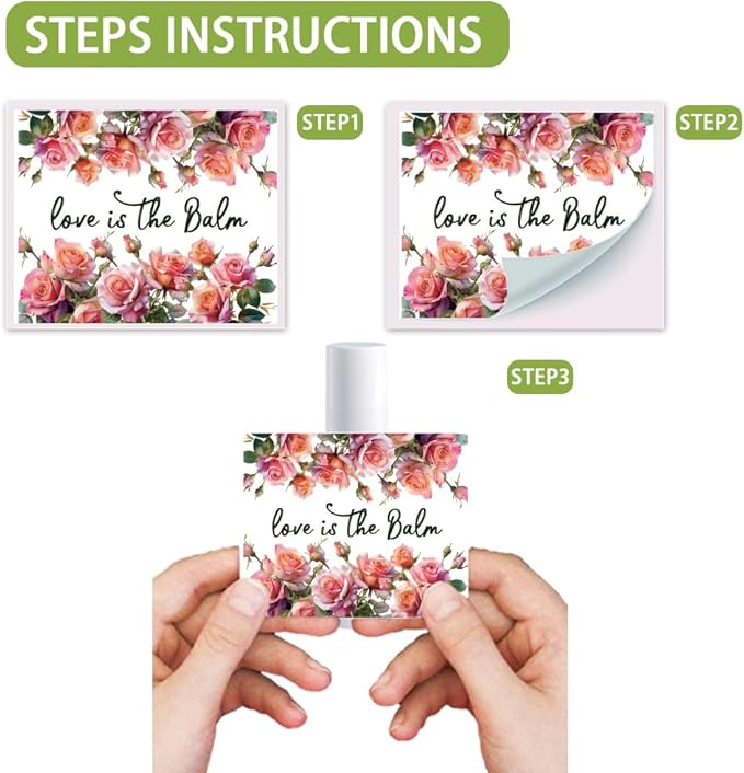 OLYCRAFT 100Pcs 4 Styles Pink Rose Lipstick Tag Stickers Vintage Lip Balm Label Sticker 2.1x1.7 inch/54x44mm Self Adhesive Border Lipstick Labels for Lip Balm Container Tubes Wrapping Decorations