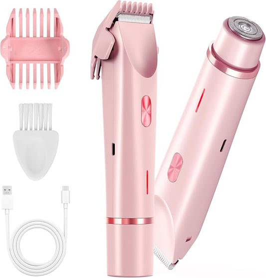 Dermave Bikini Shaver 2.0, Electric Bikini Trimmer for Women Pubic Hair, 2 in 1 Dual Head Body Hair Electric Razor, Waterproof, Wet/Dry