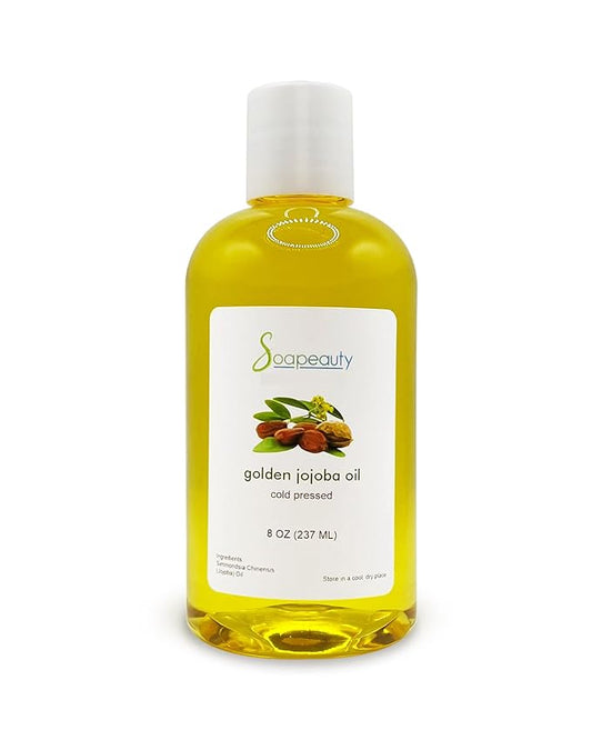 Soapeauty Golden Jojoba Oil | 100% Pure & Natural | Unrefined, Cold Pressed, Hexane Free | Moisturizing Oil for Skin, Face, Hair & Nails | 8 fl oz