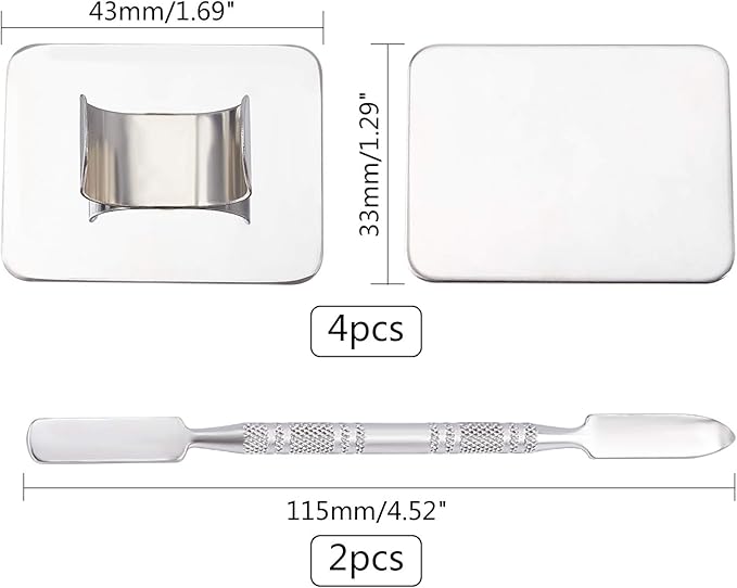 OLYCRAFT 6PCS Stainless Steel Makeup Palette Mini Ring Palette with Spatula Tool Makeup Palette Tools for Nail DIY Art Design Paint Color- 1.7 x 1.3 Inch